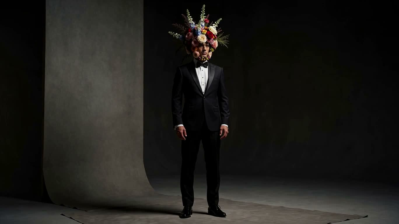 Portrait à la couronne florale