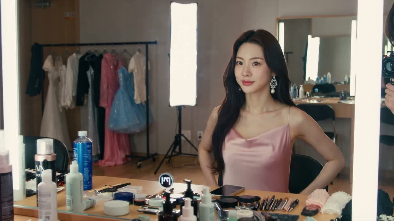 화장 거울 앞 아이돌의 일상 — AI video creation