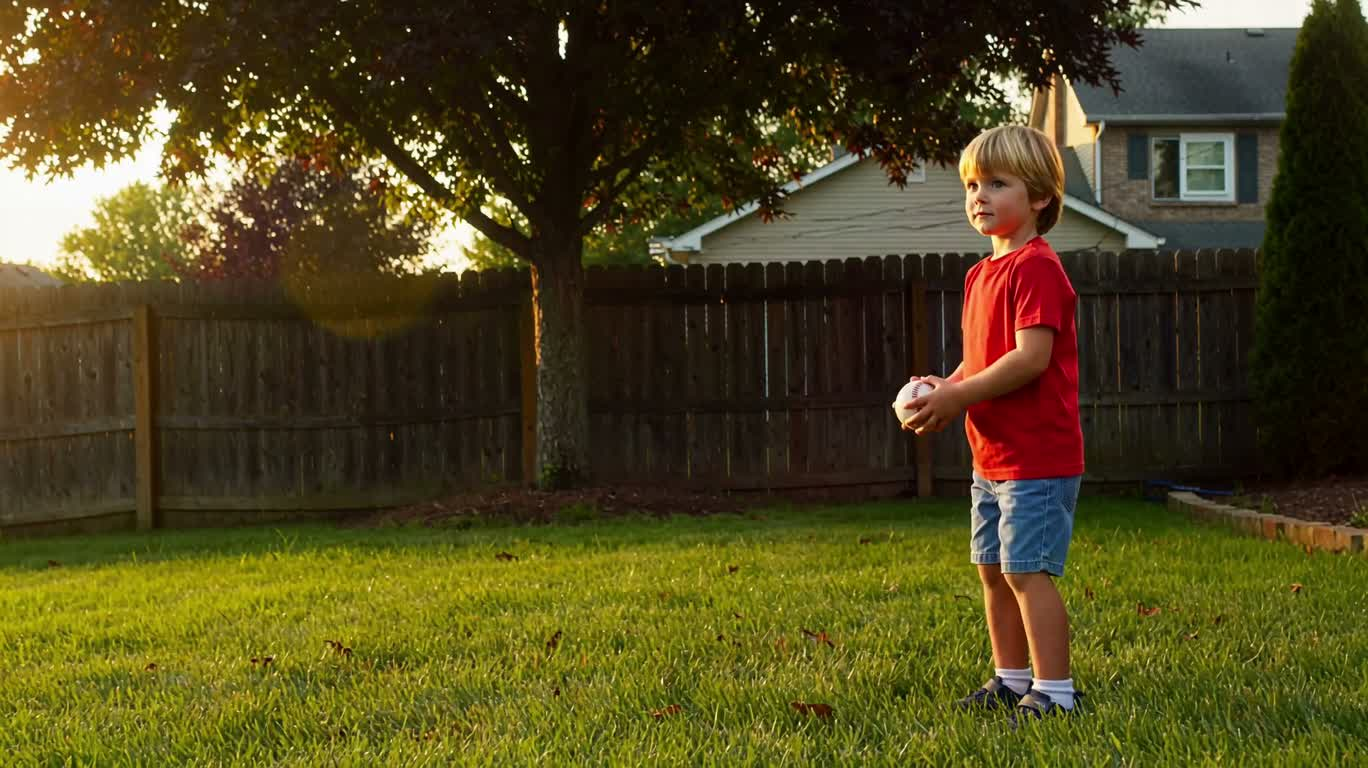 Backyard Pitching in Golden Hour