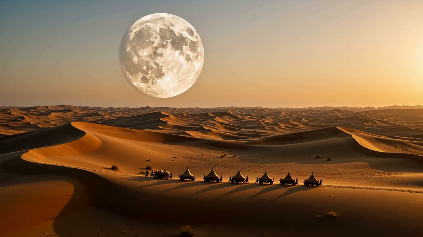 Éclipse lunaire sur la mer de sable et l'illusion de la pupille