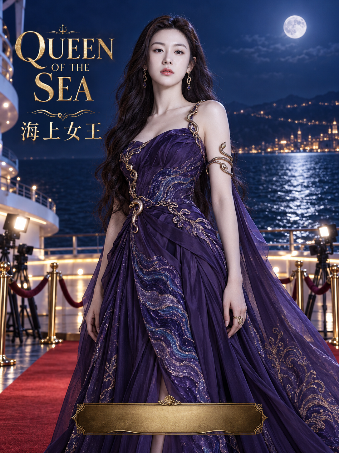 Nữ đế biển cả: poster phim couture đêm tím xanh