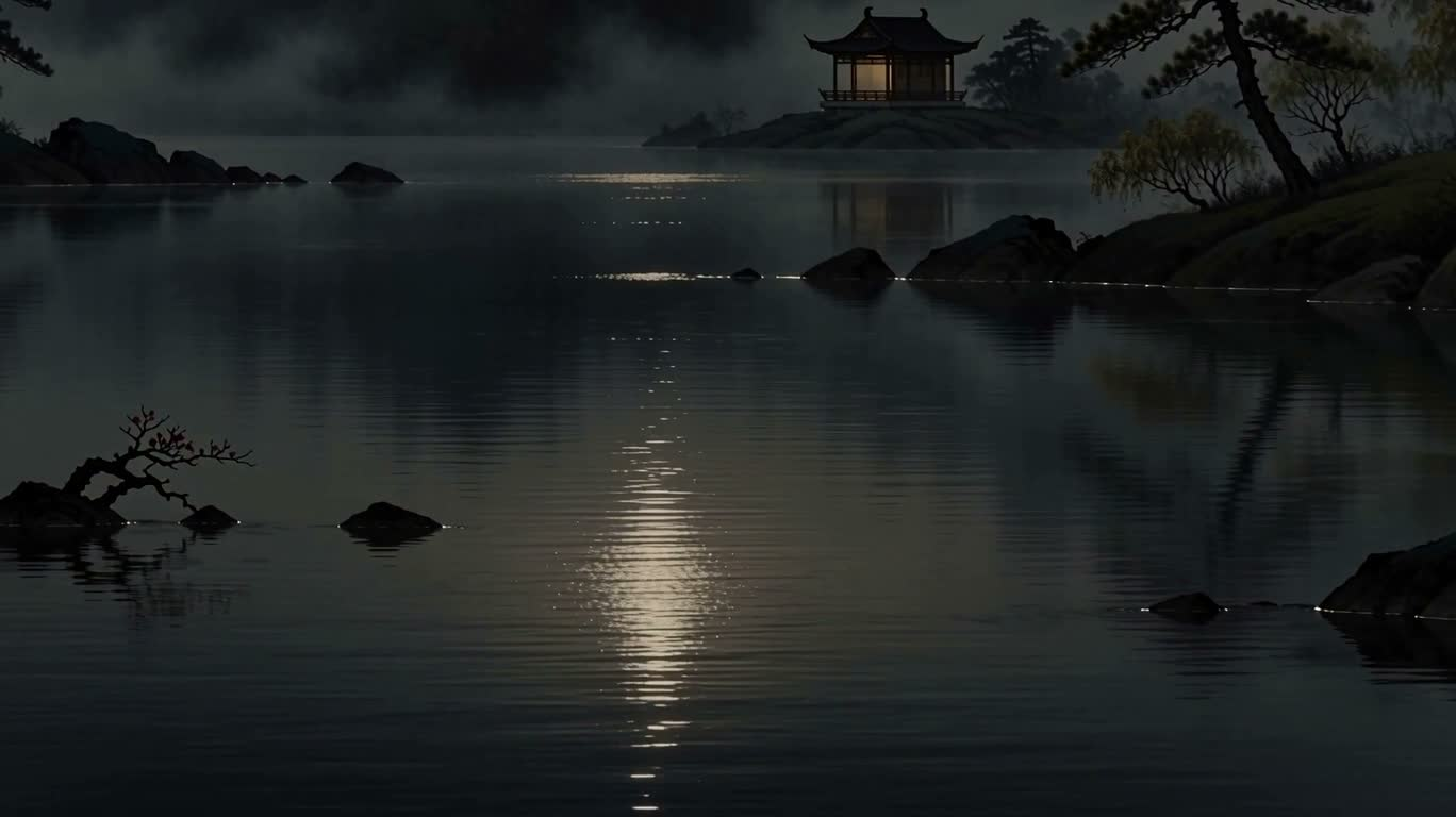月照水墨山河