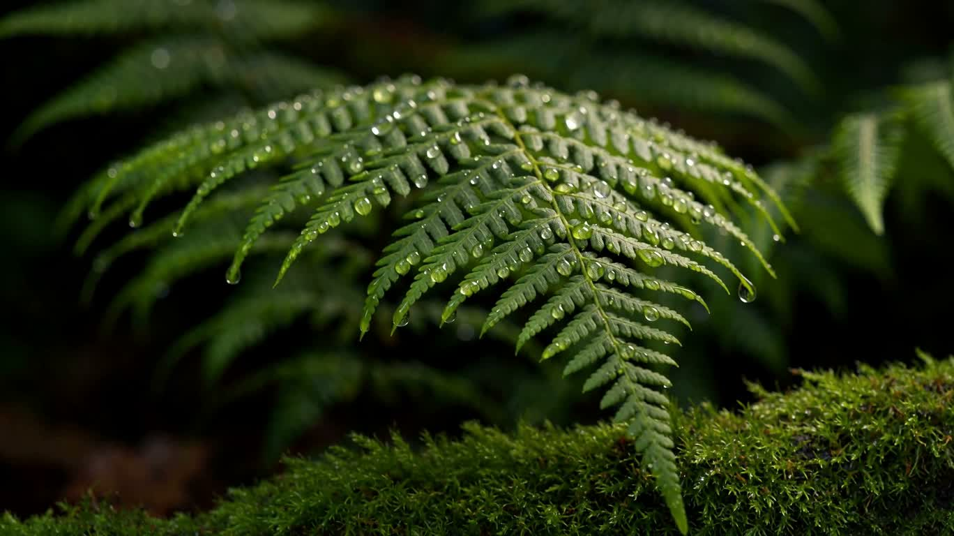 雨后蕨叶露珠