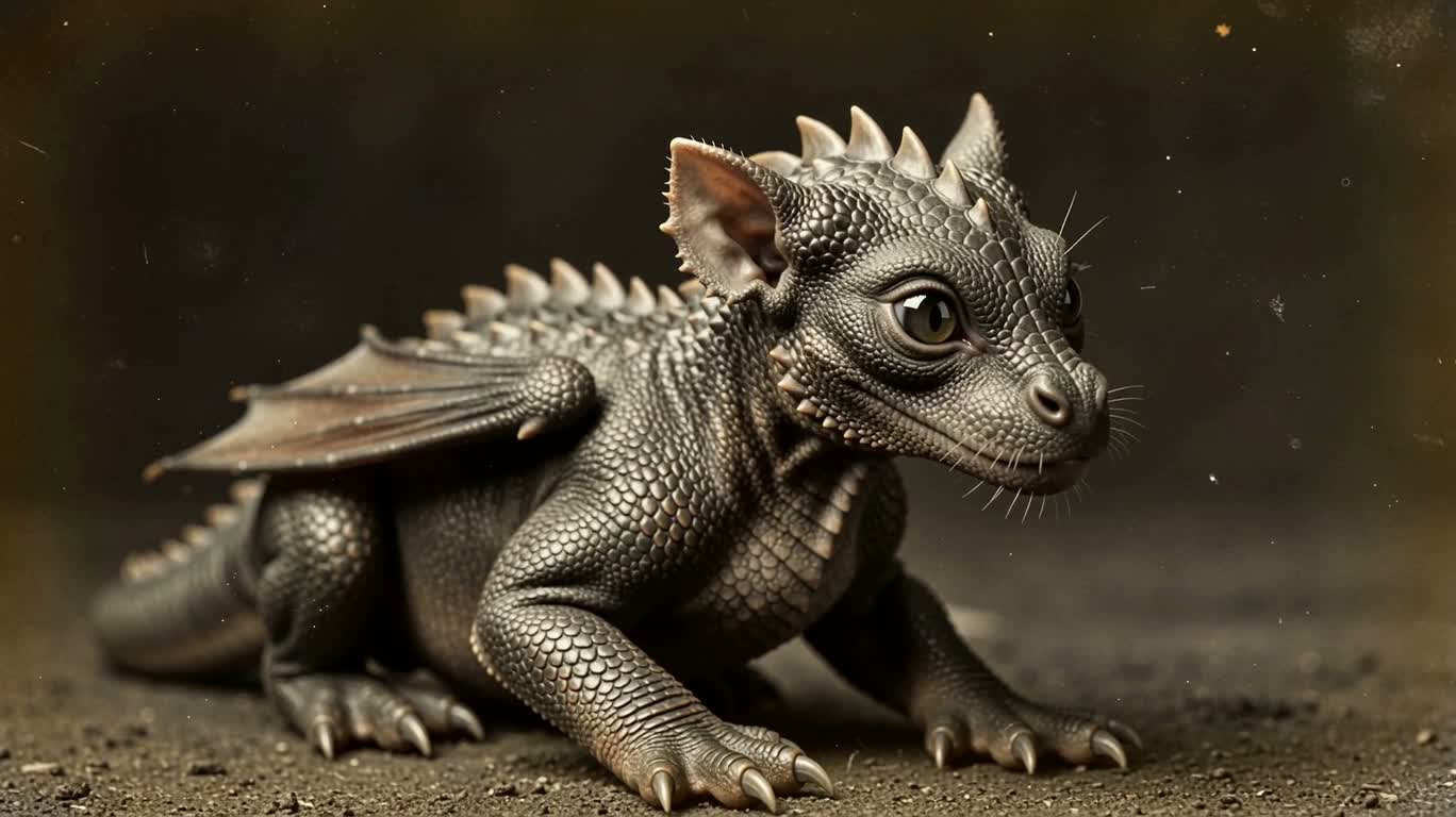 Portrait d'un bébé dragon victorien — AI video creation