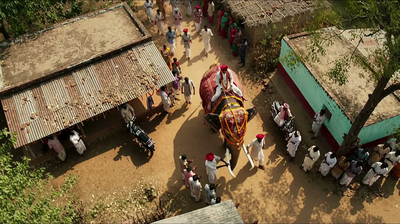 Festive Elephant Procession in an Indian Village