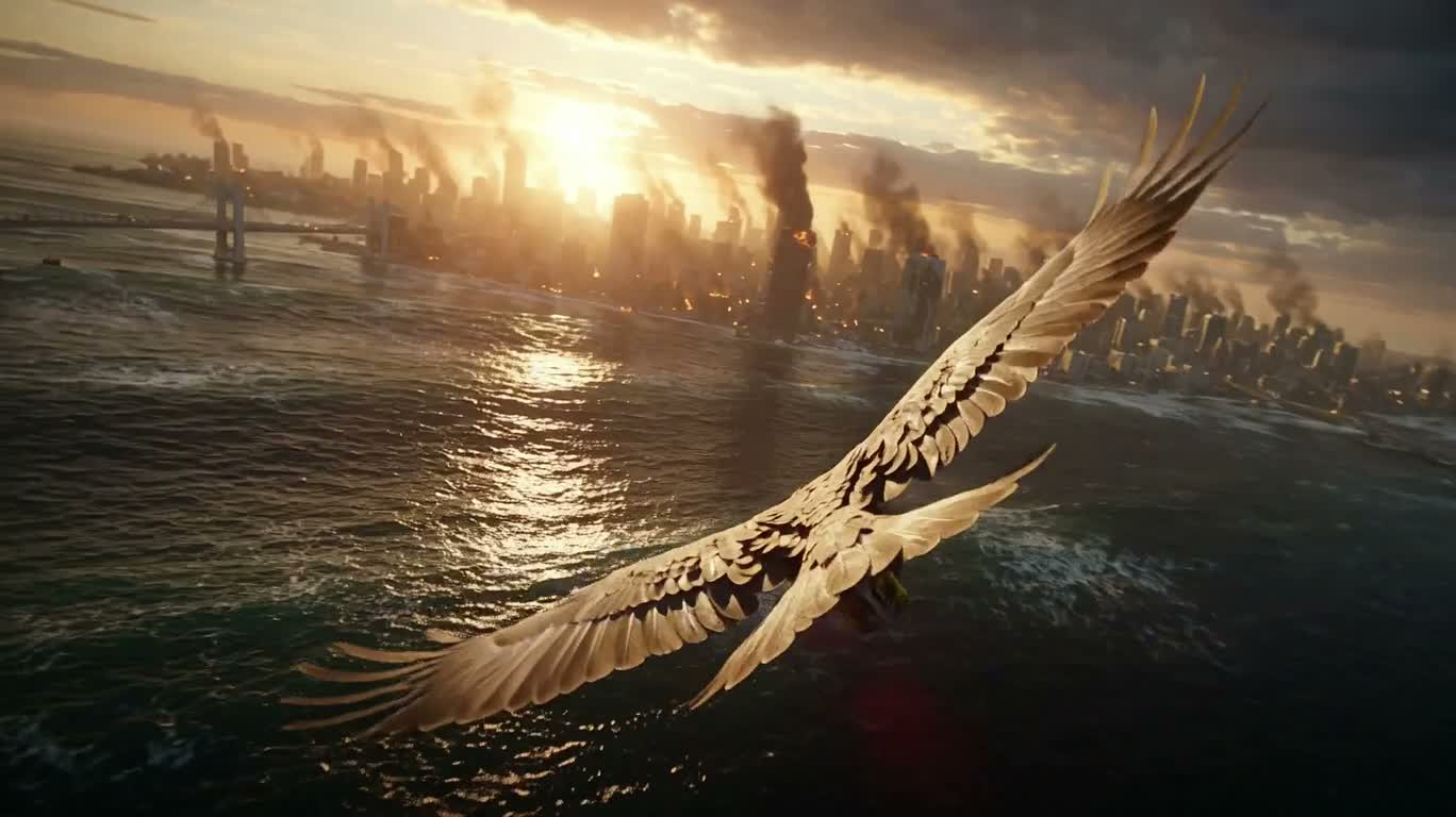 Eagle's Rapid Escape from Post-Apocalyptic Ruins