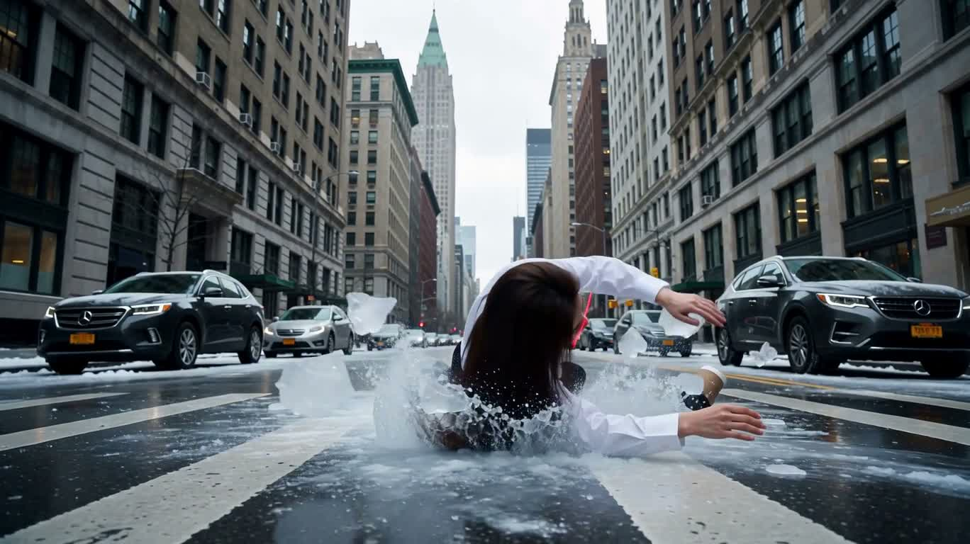 Khoảnh khắc đóng băng trên phố tuyết New York