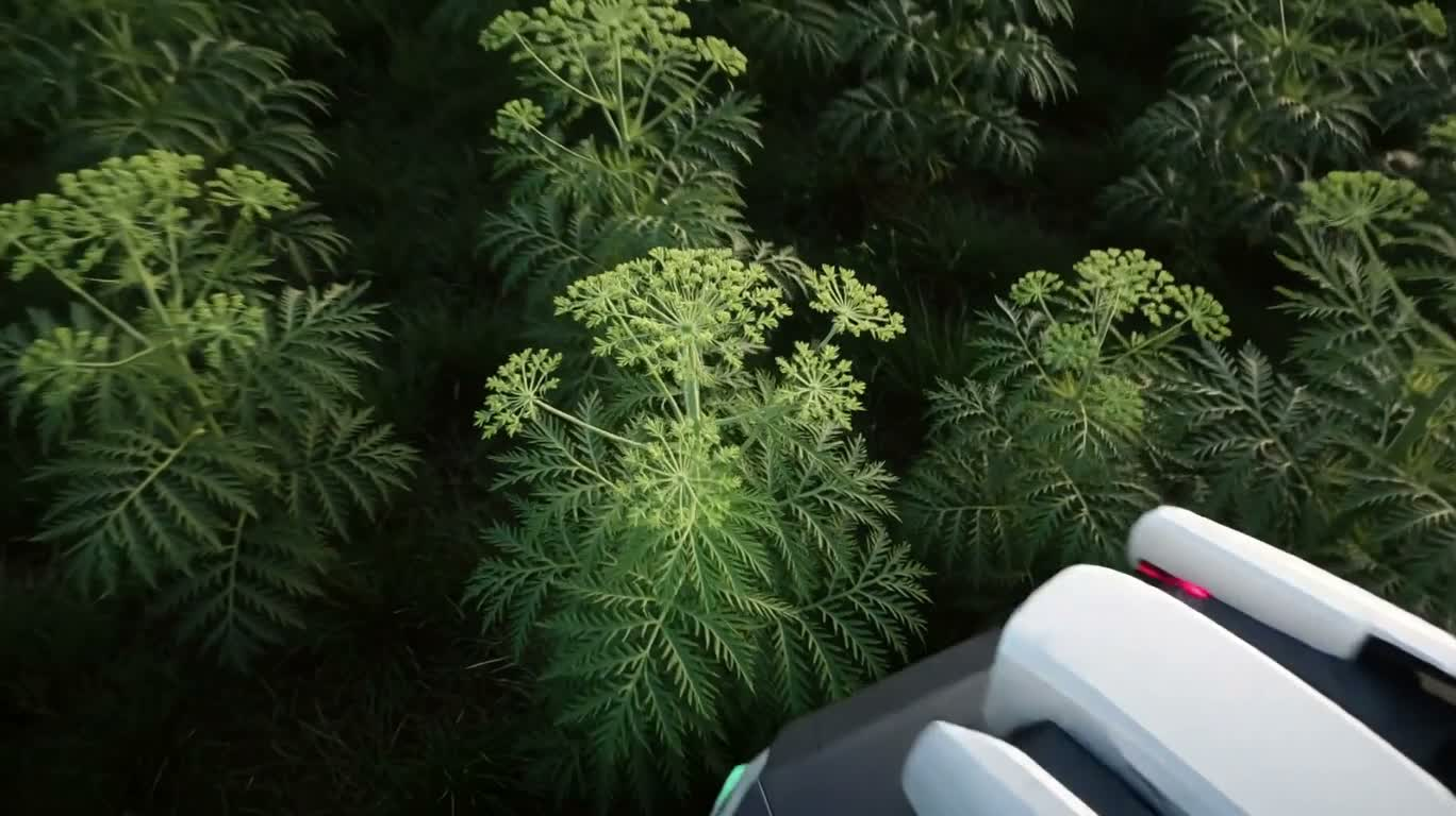 蓝绿荒野的除草机器人