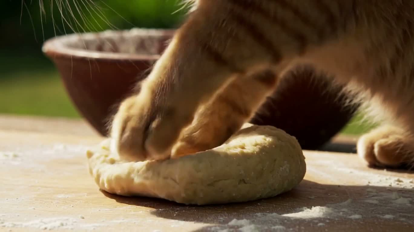 Kneading Cat in the Sunlit Garden