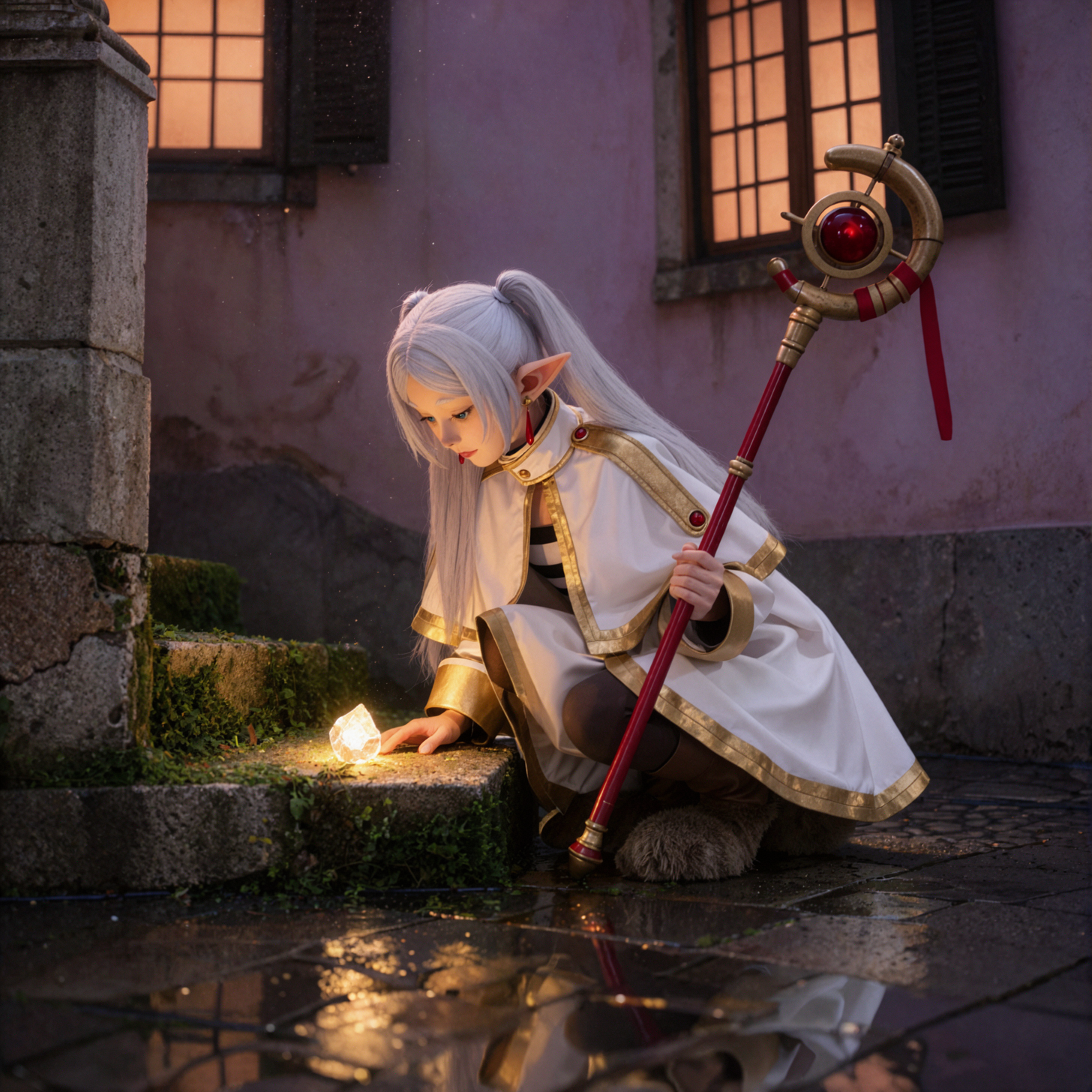 Frieren · Bending in the Light · Street Candid — AI image creation