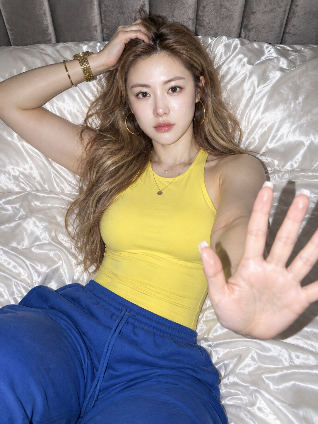 直闪灯下的成年女性卧室街头快照