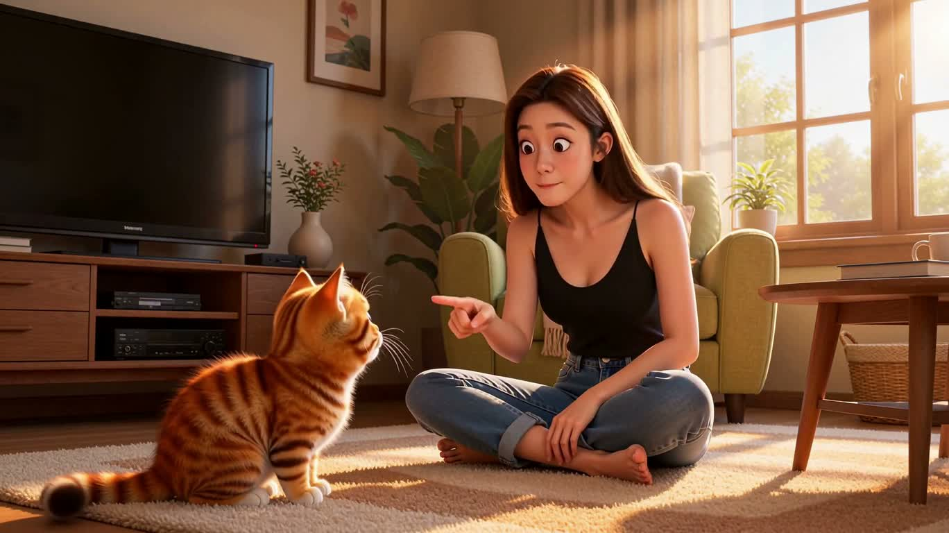 Cuộc cãi vã nhỏ của mèo cam dưới nắng ấm