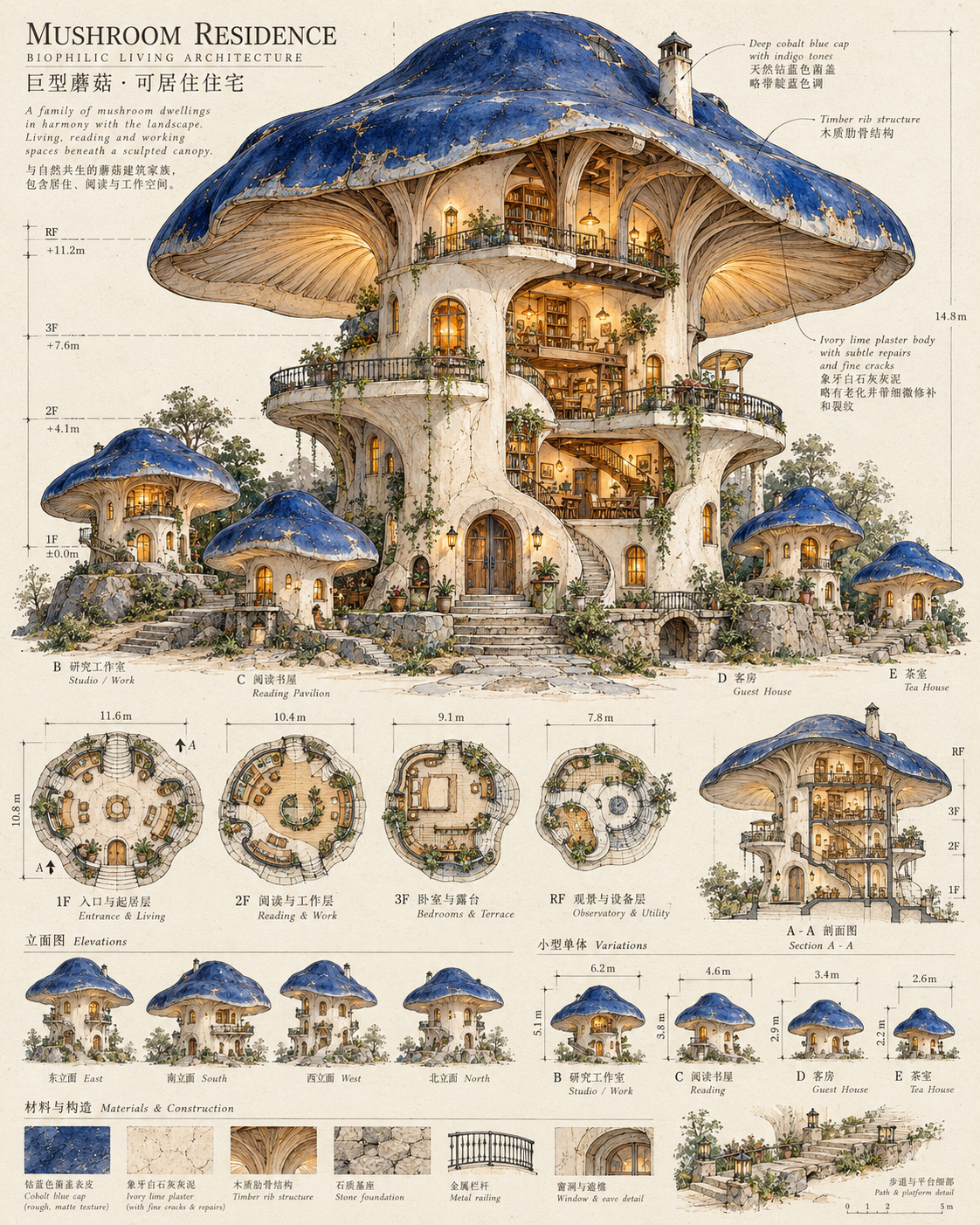 巨型蘑菇居住建筑概念蓝图