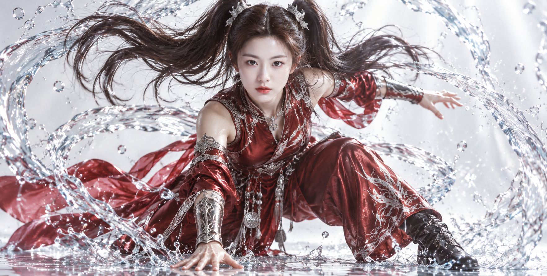 红色金属丝绸成年奇幻战士人像