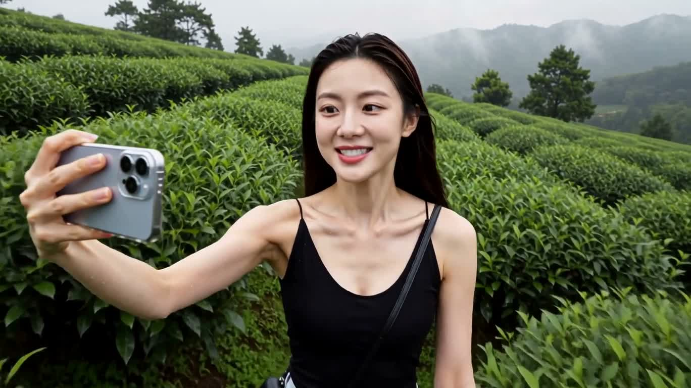 雾岭茶园自拍漫步