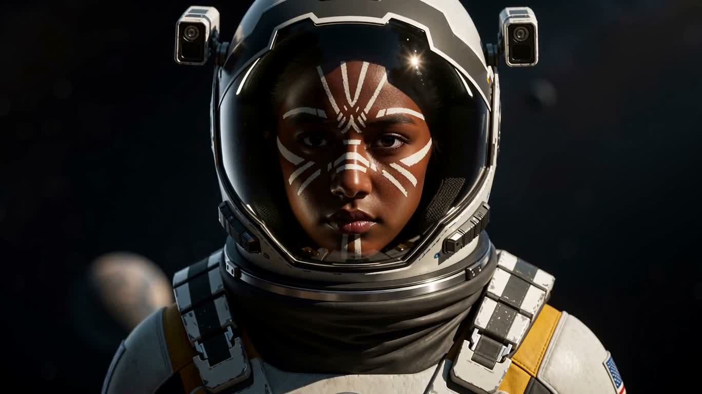 Jeune fille Simba du futur, astronaute cyber