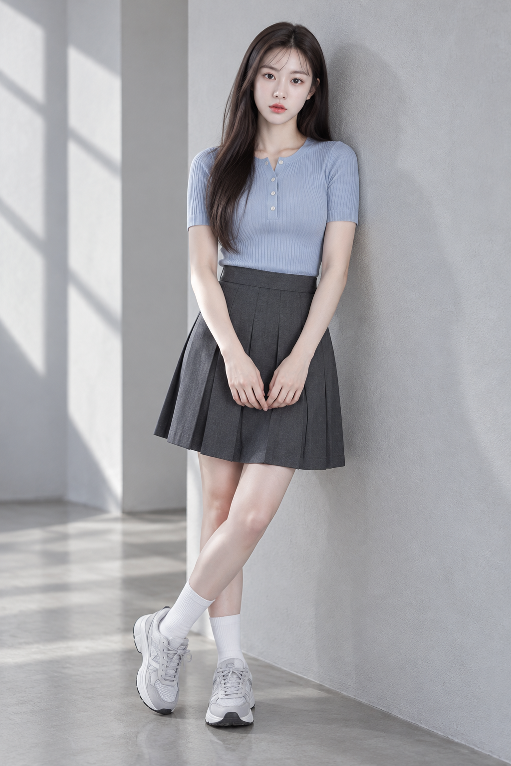 成年东亚女性极简运动休闲时尚肖像