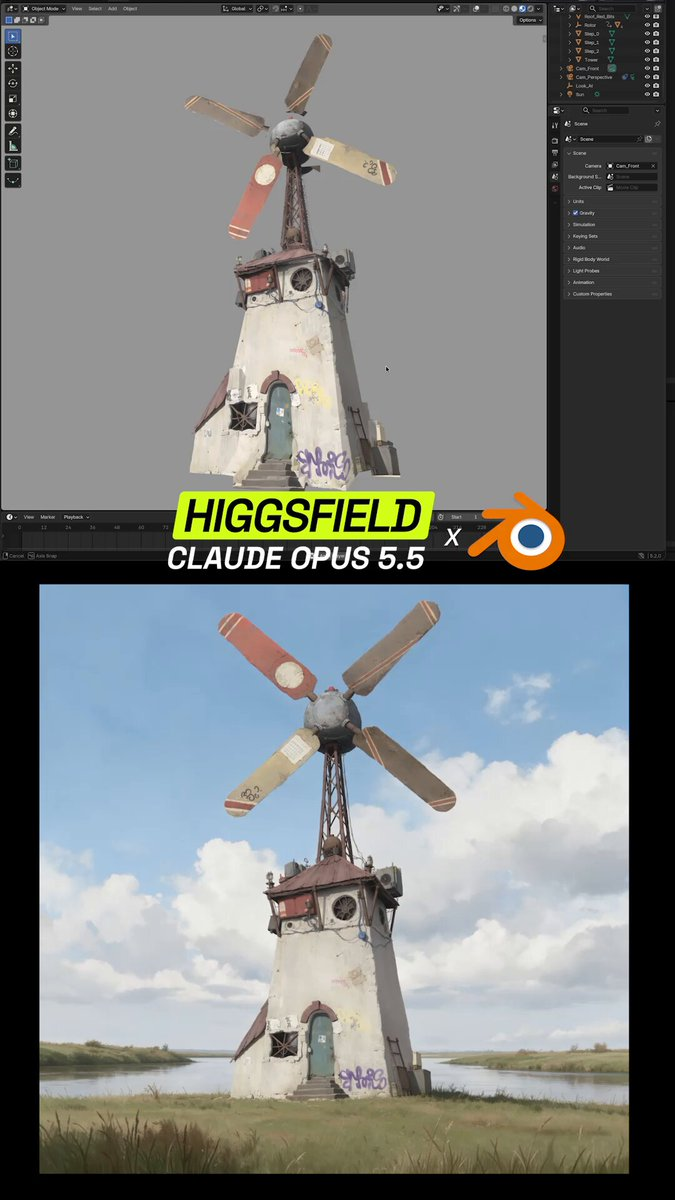 Blender制作的动画风车