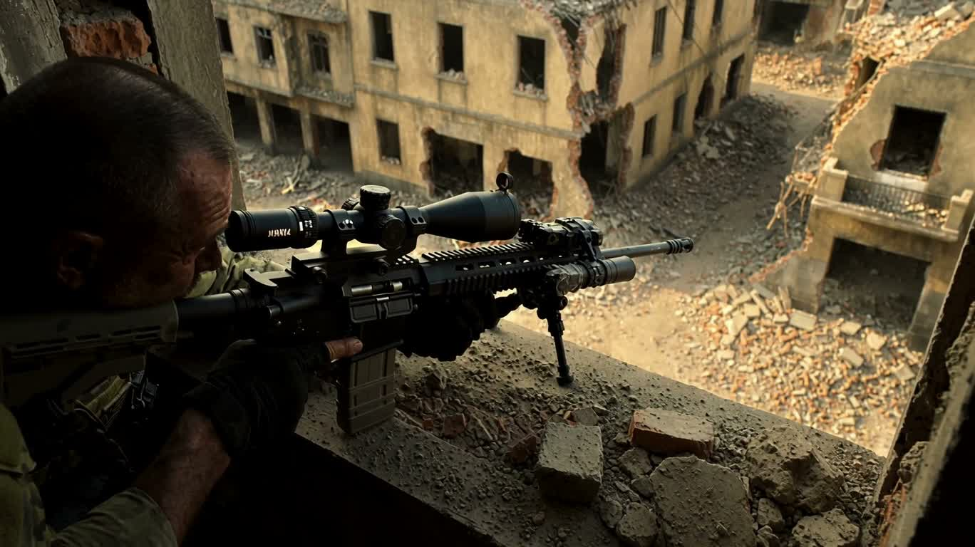 Échange de tirs du sniper dans les ruines