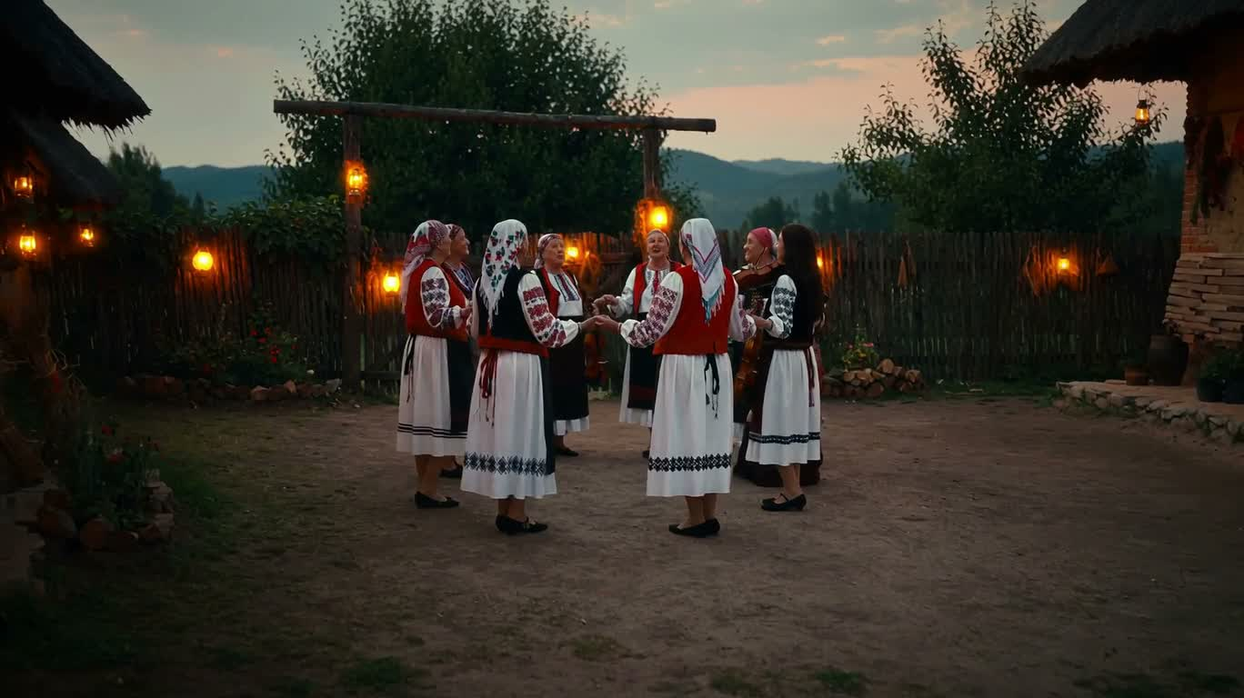 Румынская колядка в деревенском дворе