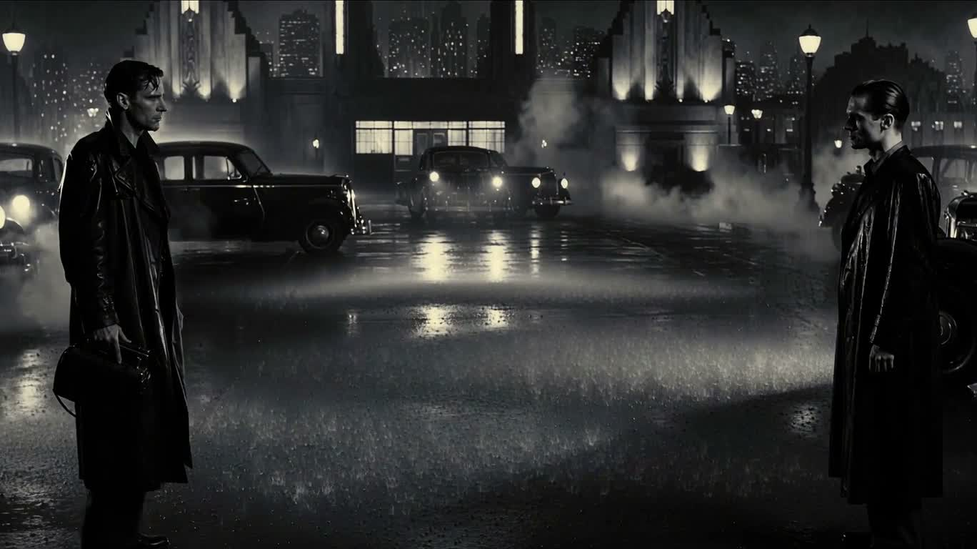 Kẻ Truy Điệu Neon Đen Trắng 1933 — AI video creation