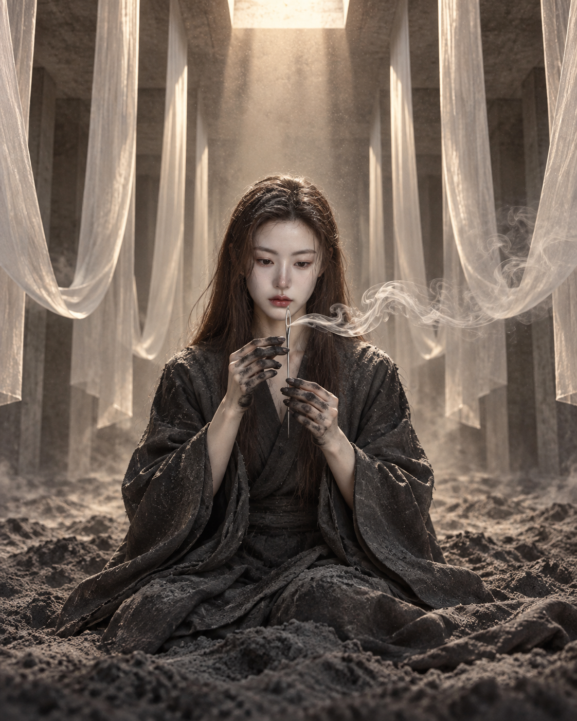 灰烬密室穿引烟雾的对称仪式