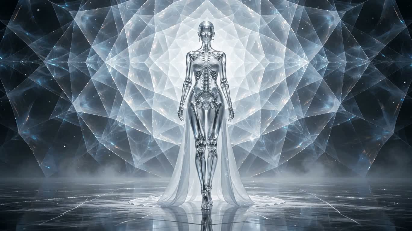 冰晶幻境中的优雅女性