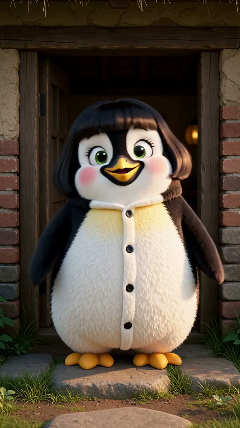 La cueillette champêtre de la fille pingouin