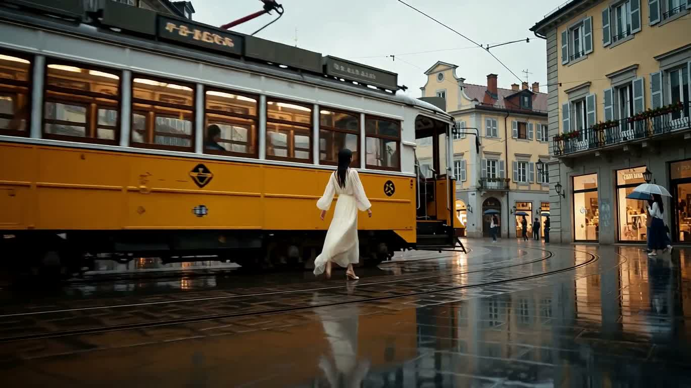 Летняя площадь, танцующая под дождём
