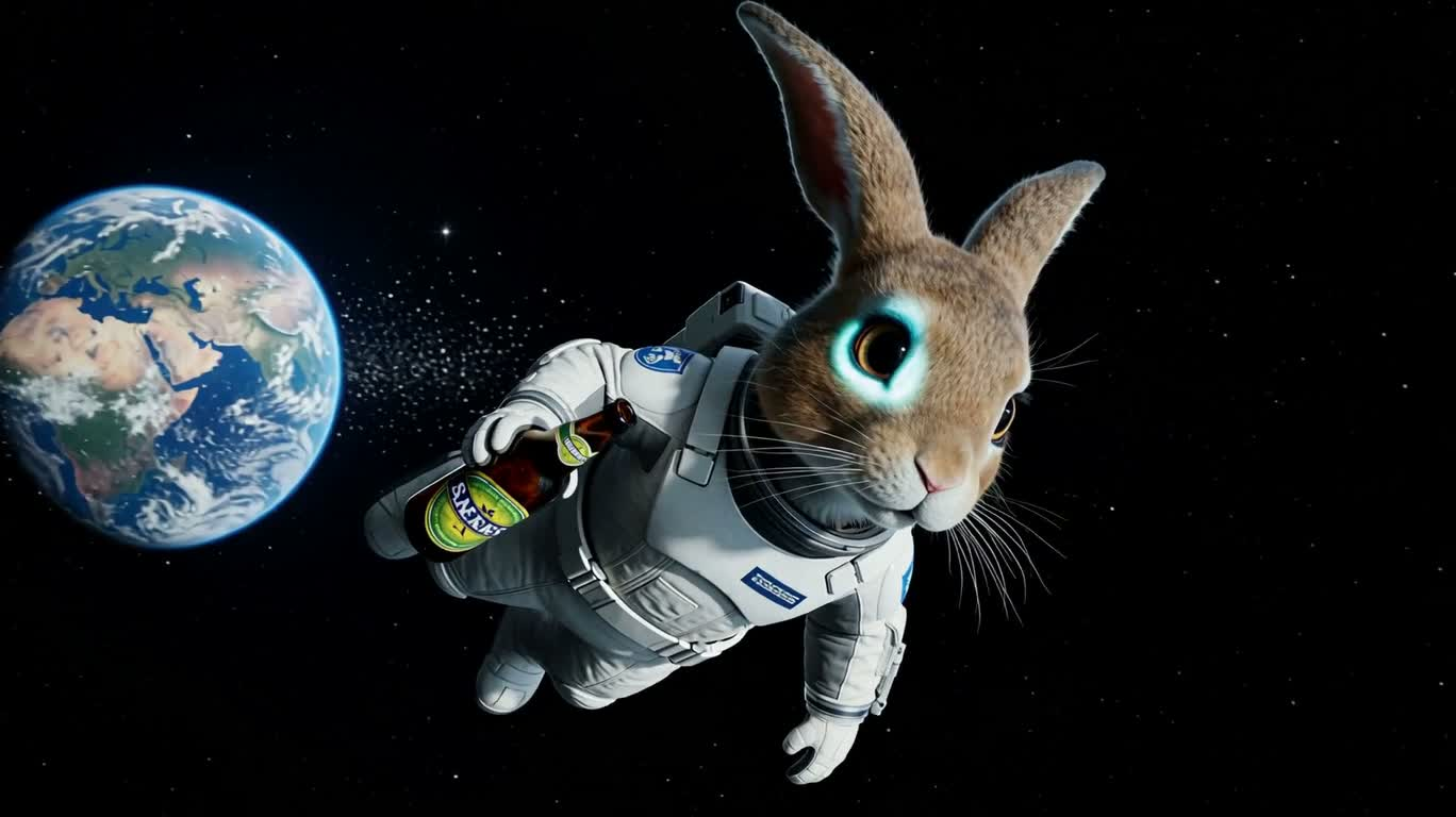 Lapin flottant dans l'espace