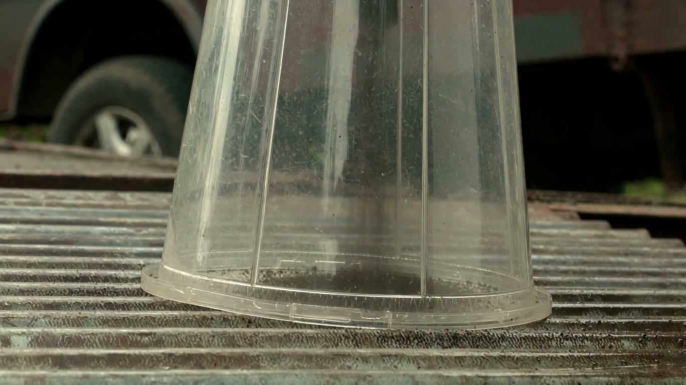 斜面の透明な容器