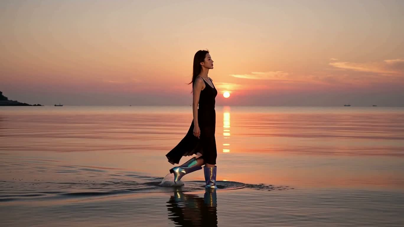 暮色海面上的漫步者