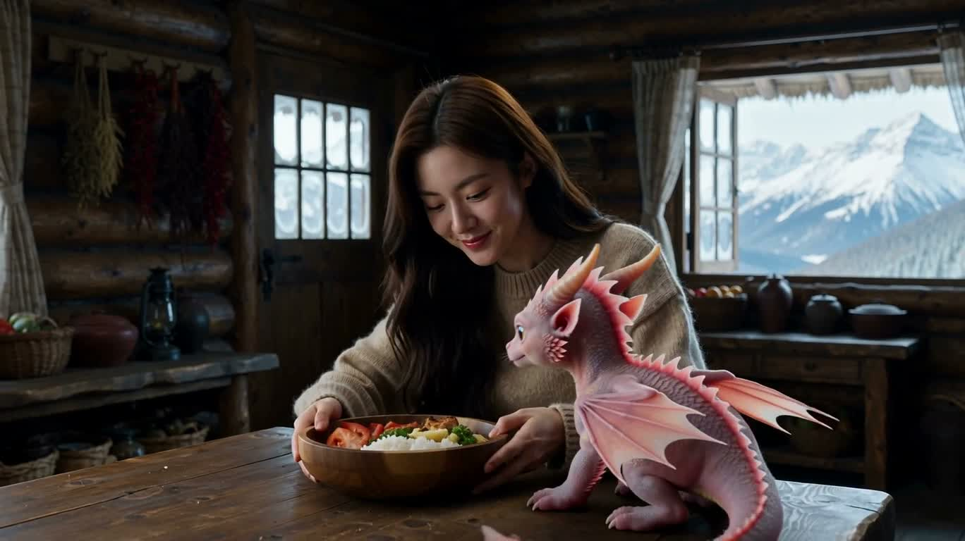 설산 오두막의 드래곤 길들이기 온정
