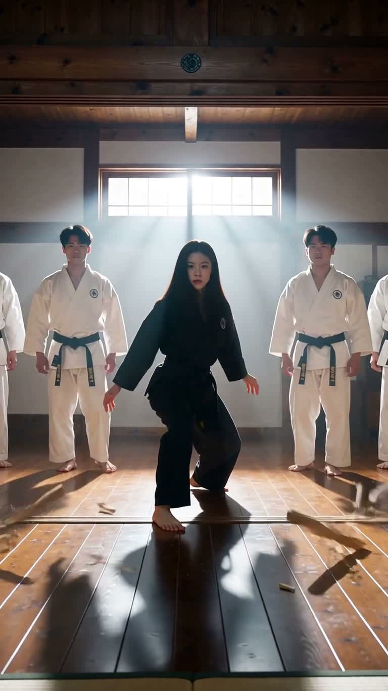 Female Black Belt Martial Artist in the Dojo