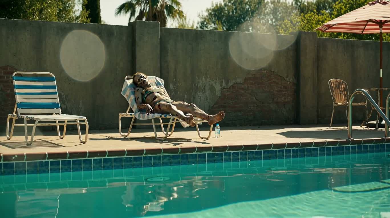 Zombie Sunbathing by the Pool