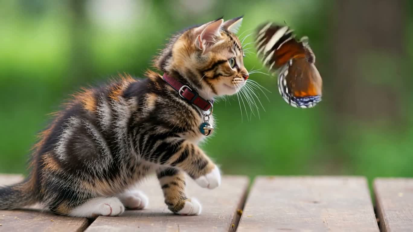 Котёнок и бабочка