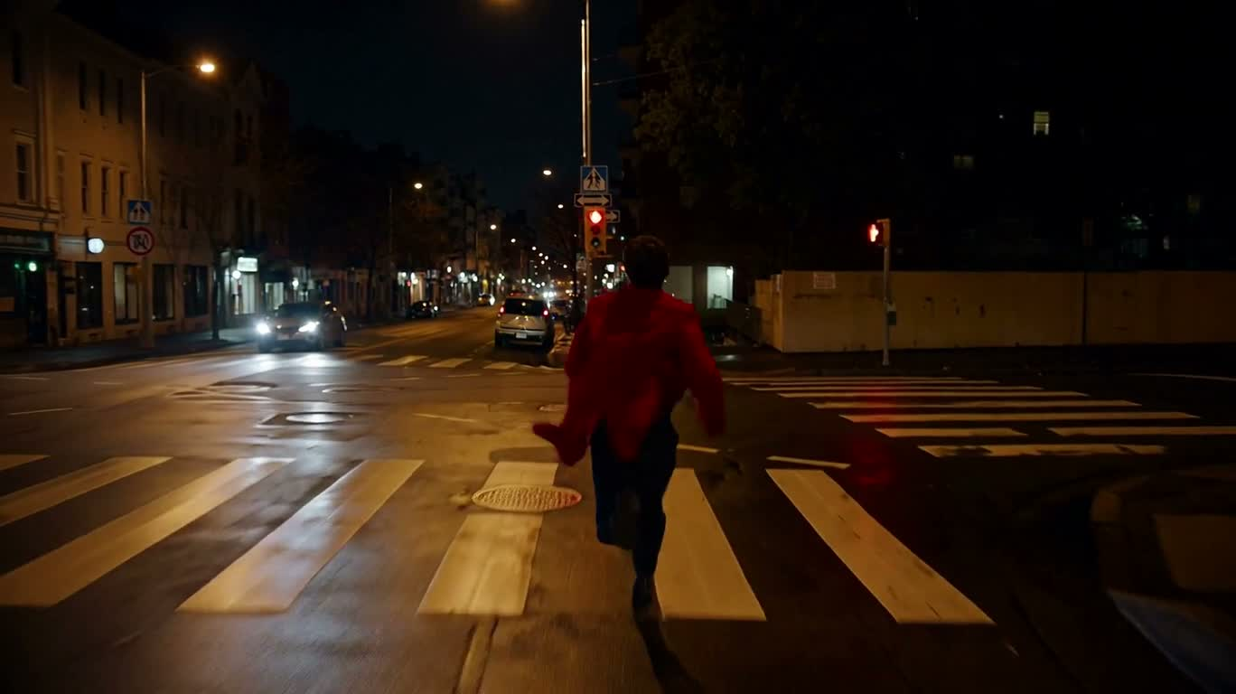 Course nocturne en rouge : mystère sur les toits