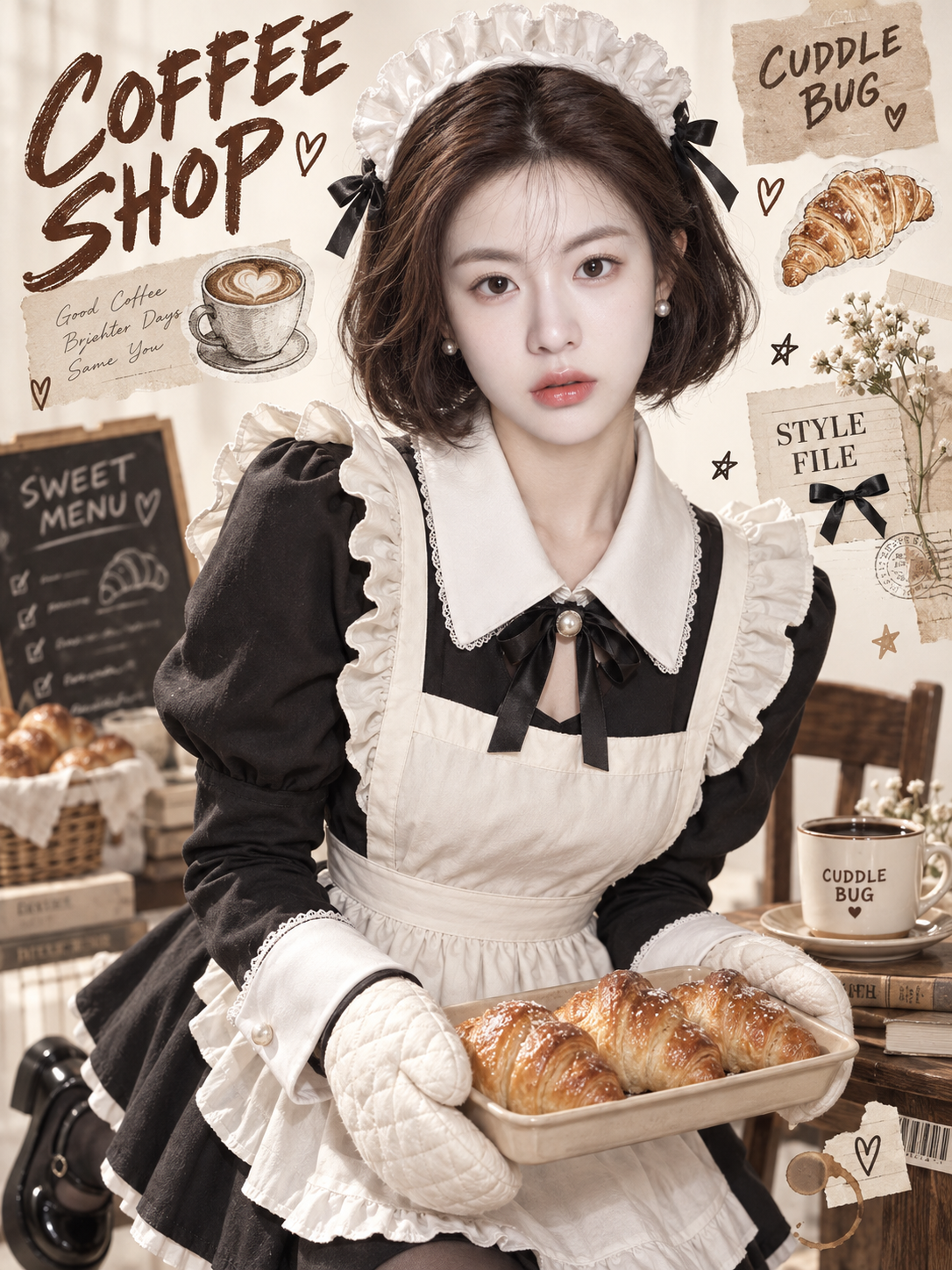 女仆咖啡店烘焙手帐日杂人像海报