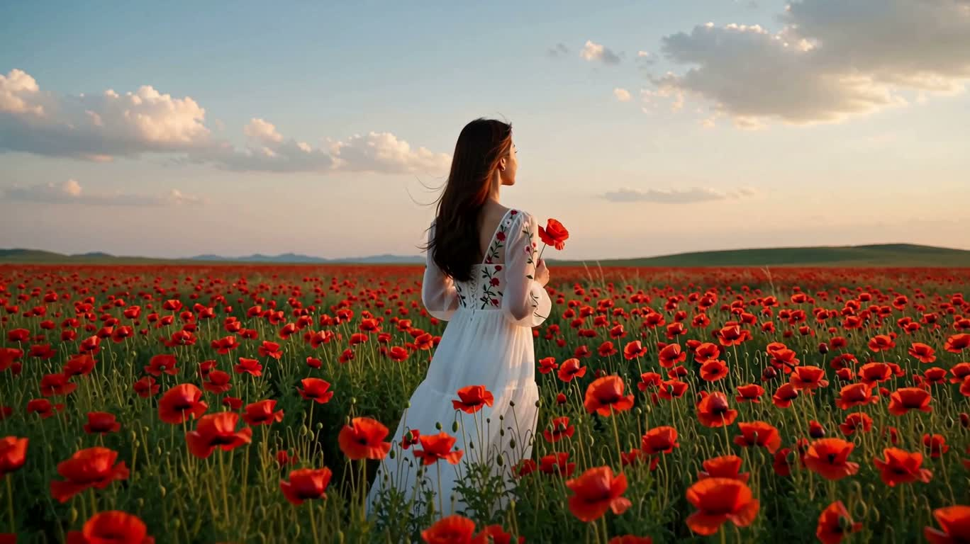 Dusk Breeze in the Poppy Field