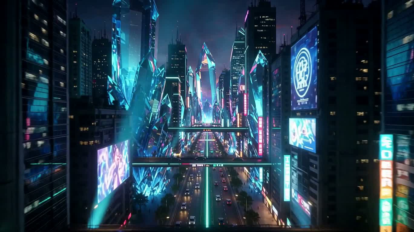 霓虹水晶赛博城