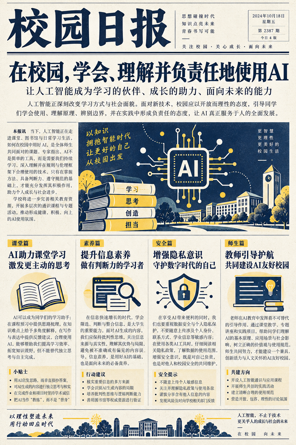 Университетская газета, посвящённая искусственному интеллекту — AI image creation