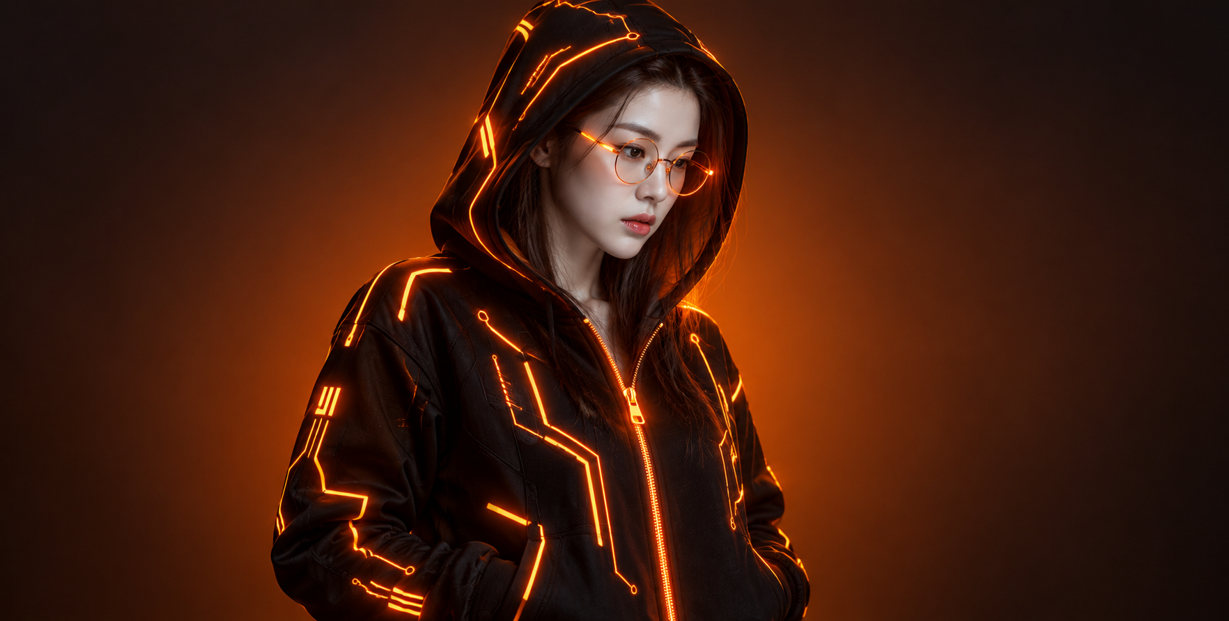 霓虹电路赛博朋克未来人像 — AI image creation