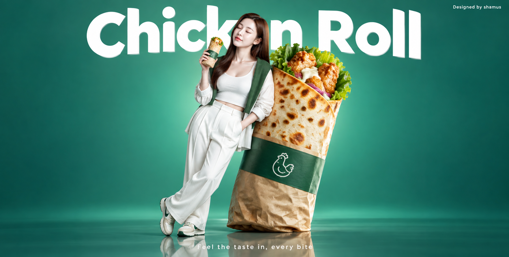 极简主义巨型鸡肉卷商业广告大片