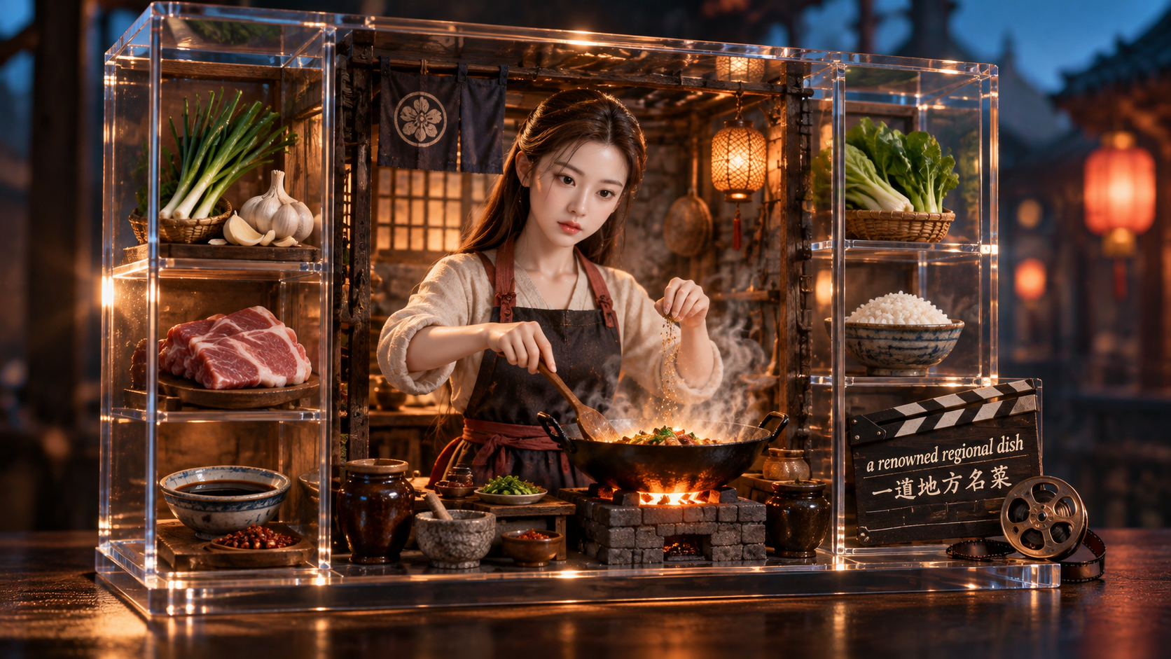 Sáng tạo ẩm thực trong khối lập phương trong suốt: cảnh thu nhỏ như phim