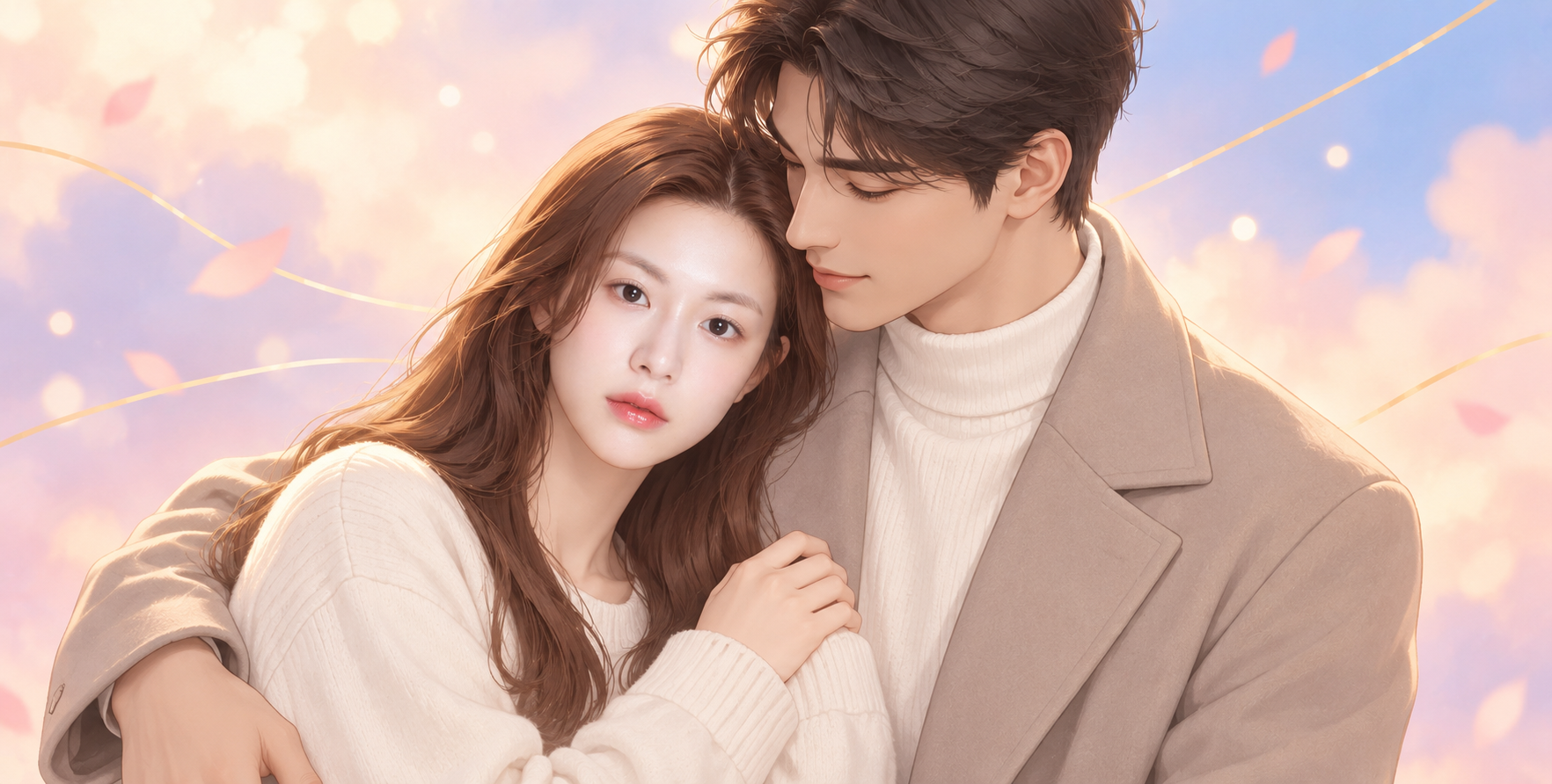 부드러운 파스텔 톤의 성인 커플 벡터 일러스트 — AI image creation