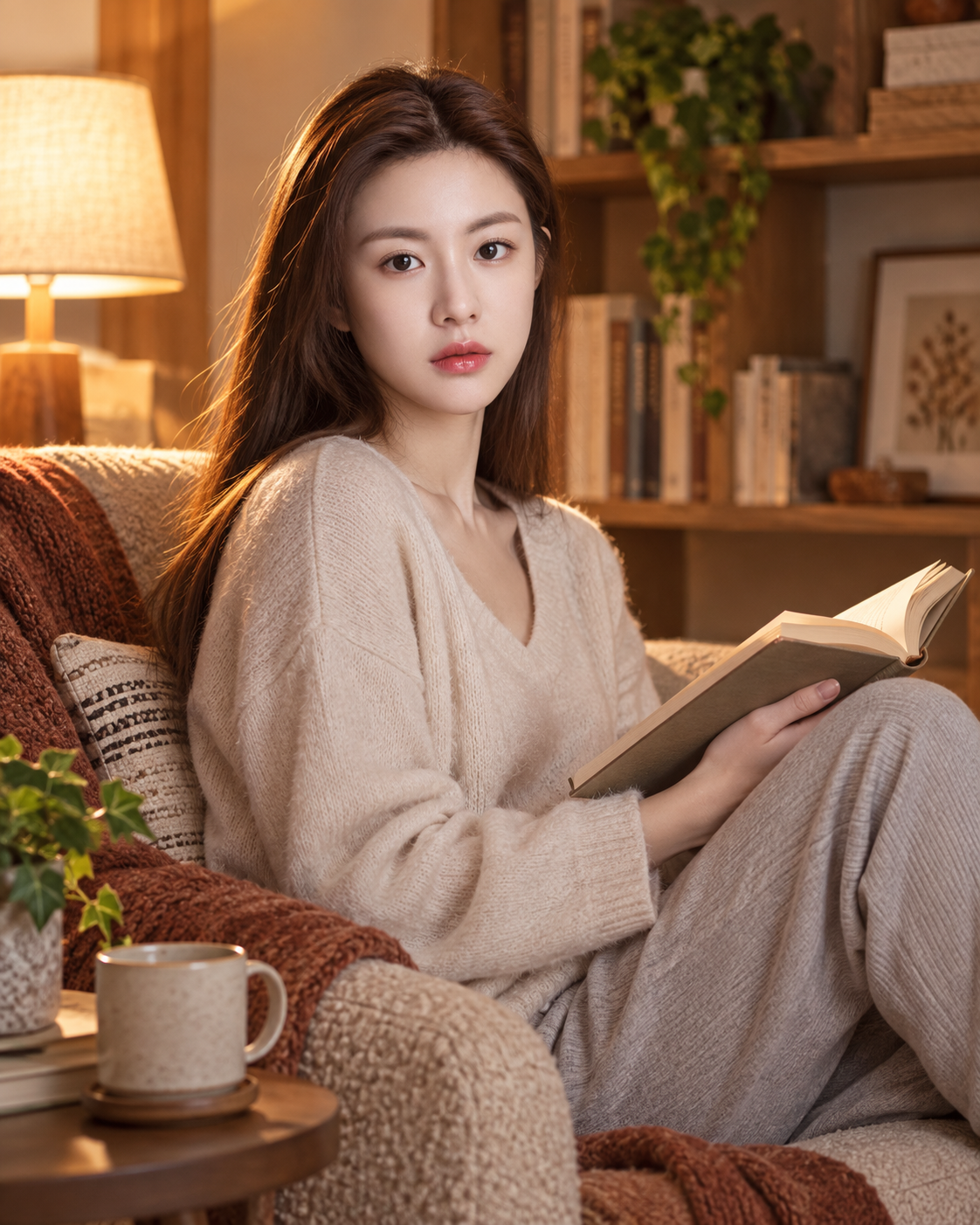 Chân dung cuộc sống ấm cúng tại nhà của người trưởng thành dưới ánh đèn ấm dịu