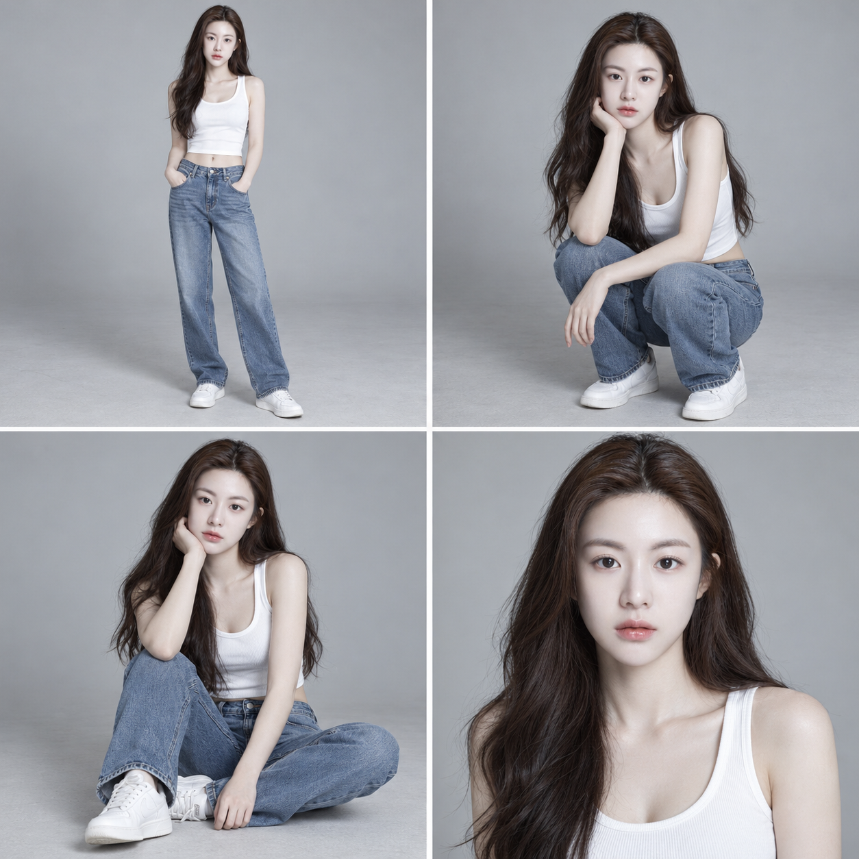 미니멀 스튜디오 캐주얼 패션 4컷 포트레이트