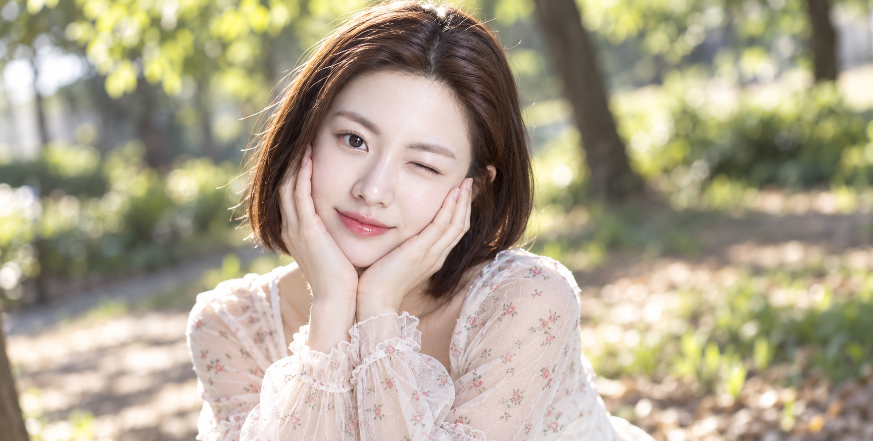 晨光下的成年日本女性户外肖像 — AI image creation