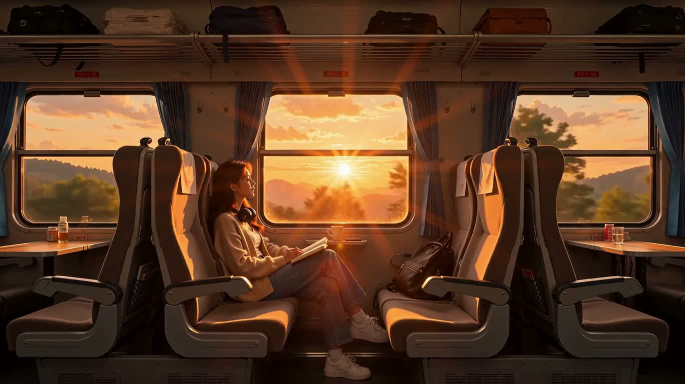 黄昏列車の静かな旅 — AI video creation