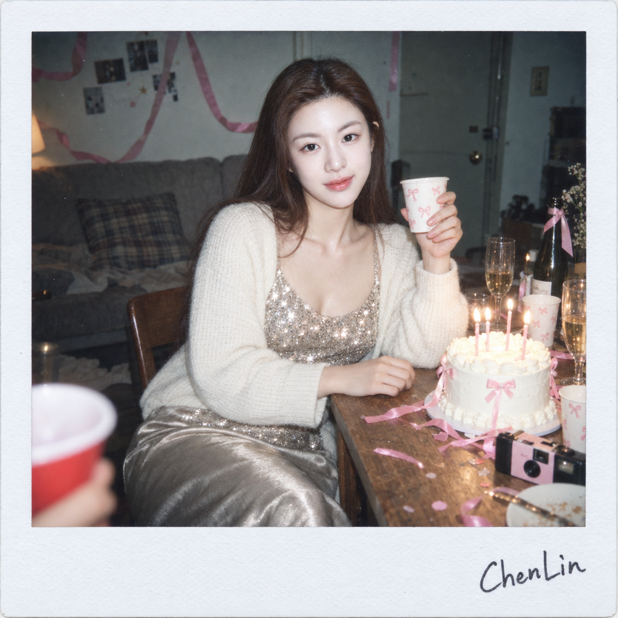 ChenLin签名复古拍立得生日人像